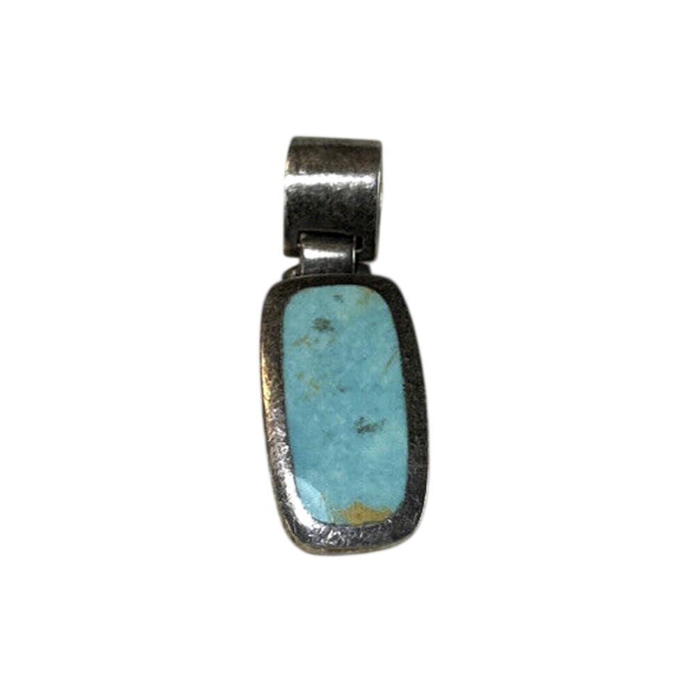 ACLEONI Sterling Silver 925 Turquoise Pendant Modern Necklace Charm 8g Signed